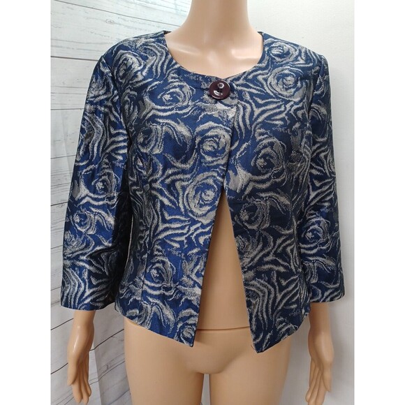 Tribal Blue and Silver Floral Blazer - Picture 1 of 10